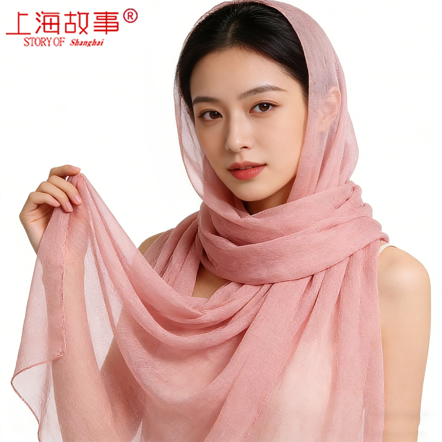 上海故事丝巾女款2026新款长条薄款纱巾百搭披肩围巾两用180x90cm