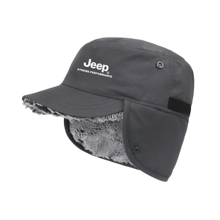 JEEP保暖帽子男冬季防寒加绒棉帽女护耳平顶帽防风雷锋帽老人帽