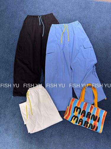 FISH YU夏季夏日神裤彩色腰绳工装速干休闲弯刀裤休闲裤626293