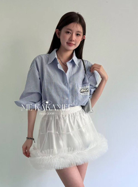 ME KAKAMEE2025新品韩系甜美蕾丝蓬蓬半身裙松紧腰短裙A2526