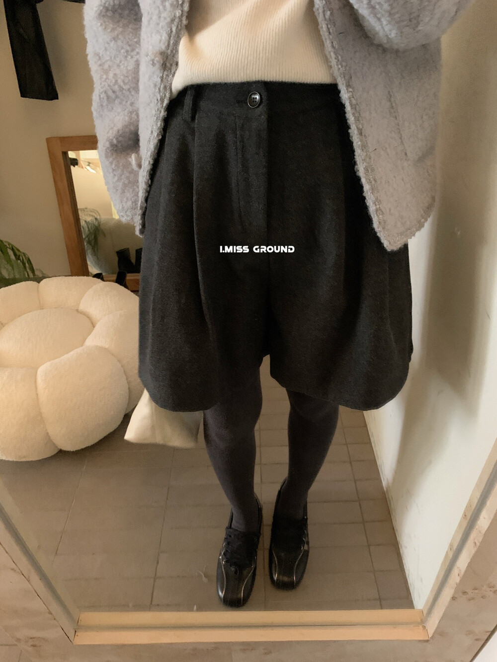 IMISS韩标！冬季新款极简风百搭休闲时尚简约毛呢休闲短裤女20317