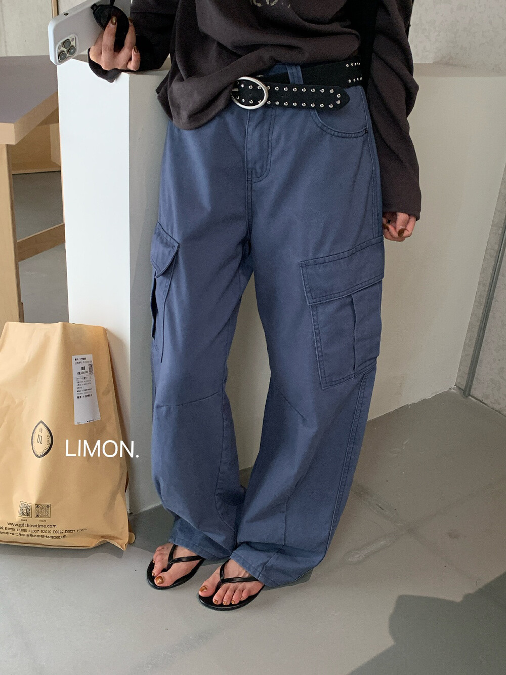 柠檬绿茶2026秋新款韩版Miu系法工裤时髦感摩登洗水工装裤长裤