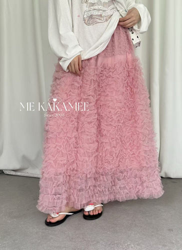 ME KAKAMEE夏新品韩代同款蕾丝层次感蓬蓬纱裙半身裙长裙女1127