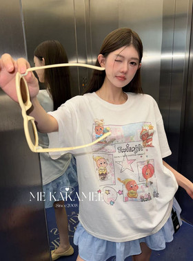 ME KAKAMEE夏新品喷画卡通星星人设计感大版短袖T恤上衣休闲9312