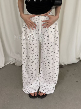 ME KAKAMEE夏新品满印KT猫可束脚阔腿休闲裤卫裤女9225