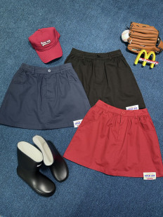 宽松A字半身裙26032 复古字母贴标休闲韩版 YU春夏新款 美式