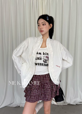 ME KAKAMEE夏新品韩代木耳边设计感刺绣防晒夹克短外套休闲9195