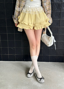 韩系简约荷叶边显瘦百搭休闲短裤 女A3353 KAKAMEE春夏新品