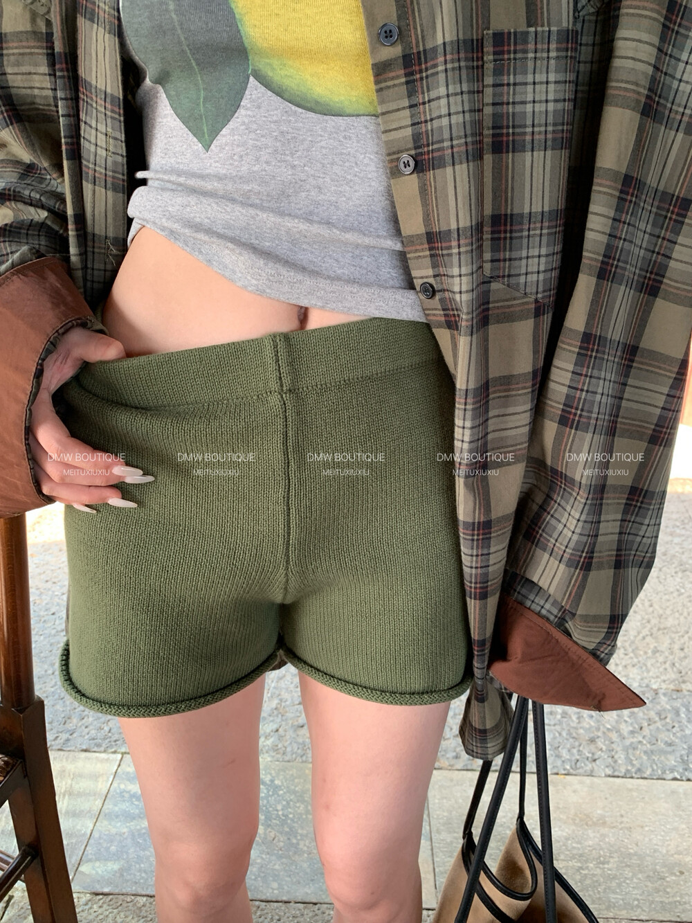 DMW潮流辣妹风复古百搭紧身显瘦针织短裤弹力纯色休闲短裤DM012