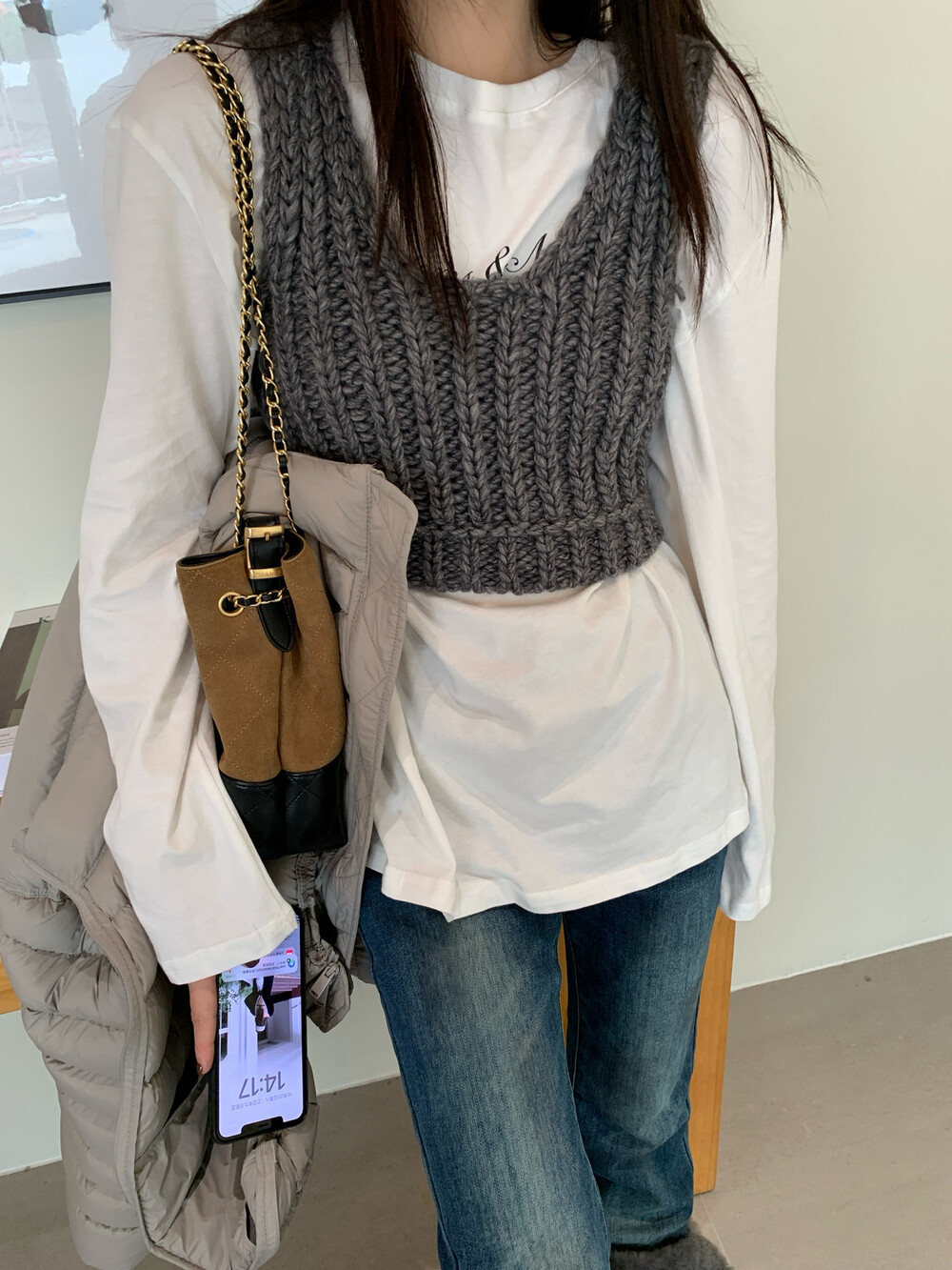 DMW氛围感叠穿单品手工编织粗针无袖针织小马甲背心上衣dm031