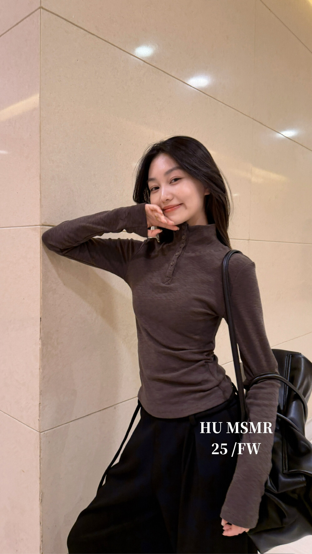 HU冬新款韩版宽松休闲半扣高领简约百搭长袖T恤上衣打底衫C1259