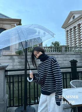 HU冬季新款法式复古针织高领宽松保暖毛衣针织衫女C1260