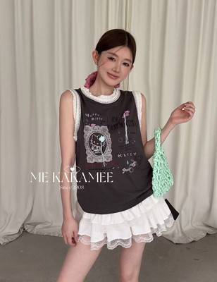 ME KAKAMEE夏季新品韩系不规则层次感半身裙吊带上衣背心9207