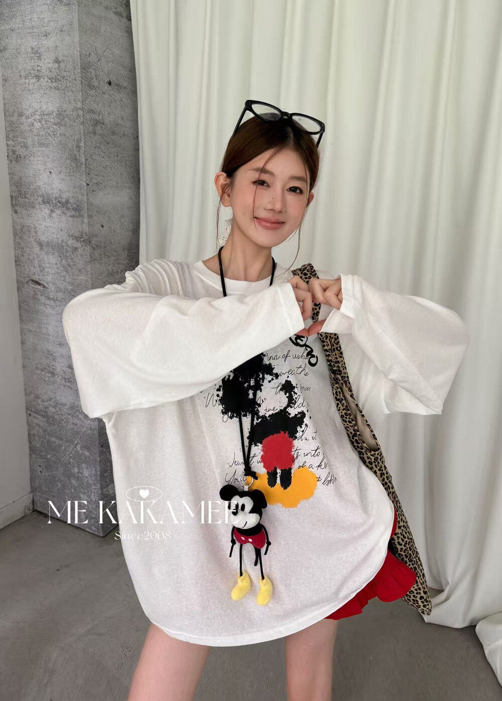 ME KAKAMEE夏新品喷画米奇雪花棉防晒衣长袖T恤 配公仔挂件9303