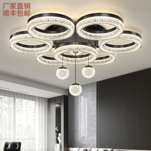 意式新款客厅灯轻奢高级感现代圆形护眼吸顶灯卧室中山灯具套餐组