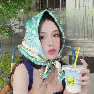 尤嘻岛韩版温柔风甜美方巾丝巾抹胸女腰带小清新亲子拍照头巾包头