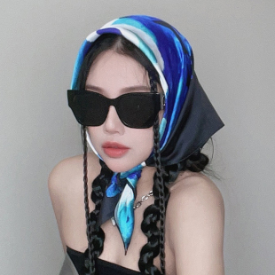 尤嘻岛辣妹丝巾抹胸女腰带装饰2023新款甜酷方巾y2k头巾包头时尚