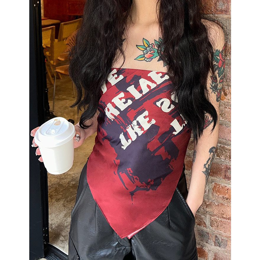 尤嘻岛美式复古安可拉红棉方巾抹胸女腰带夏季头巾包头春秋小领巾