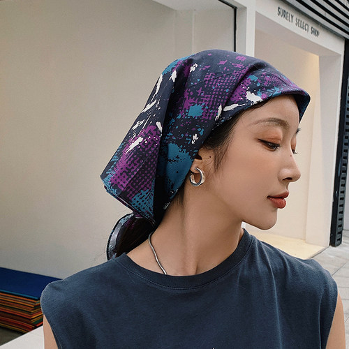 扎头发美式复古修身防晒春秋丝巾