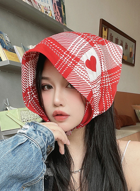 小方巾丝巾女红色格子爱心百搭春秋搭配衬衫纯棉头巾包头防晒夏季