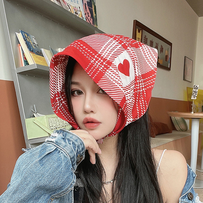 小方巾丝巾女红色格子爱心百搭春秋搭配衬衫纯棉头巾包头防晒夏季