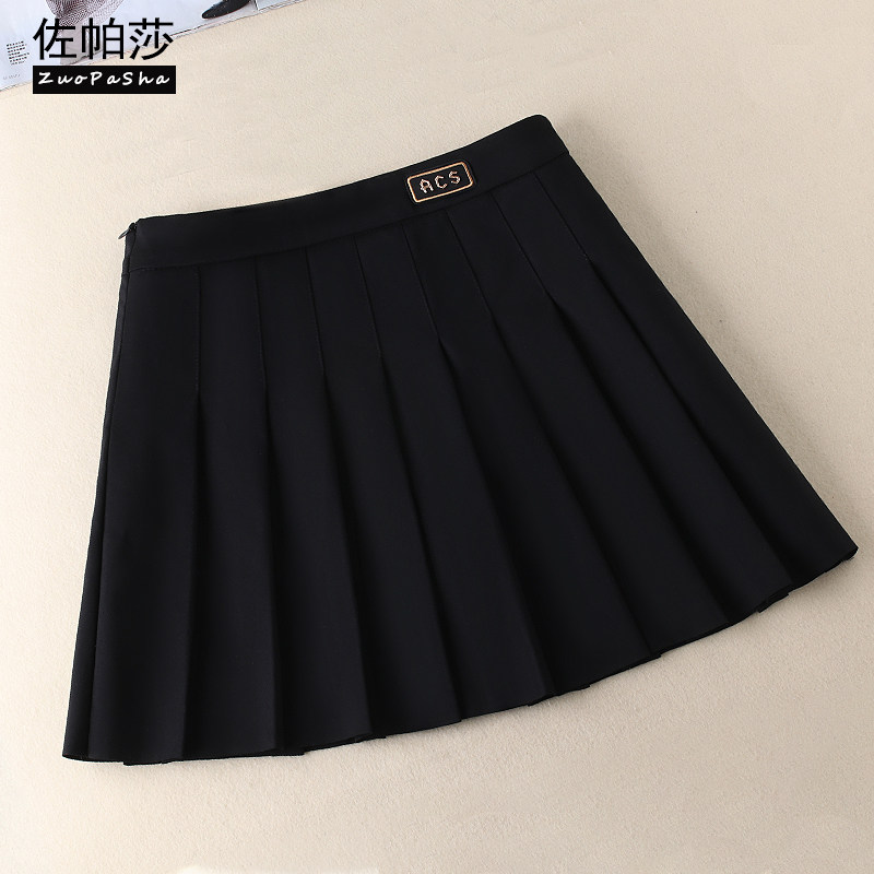 黑色西装百褶裙女半身裙2022年春夏新款高腰时尚显瘦百搭a字短裙