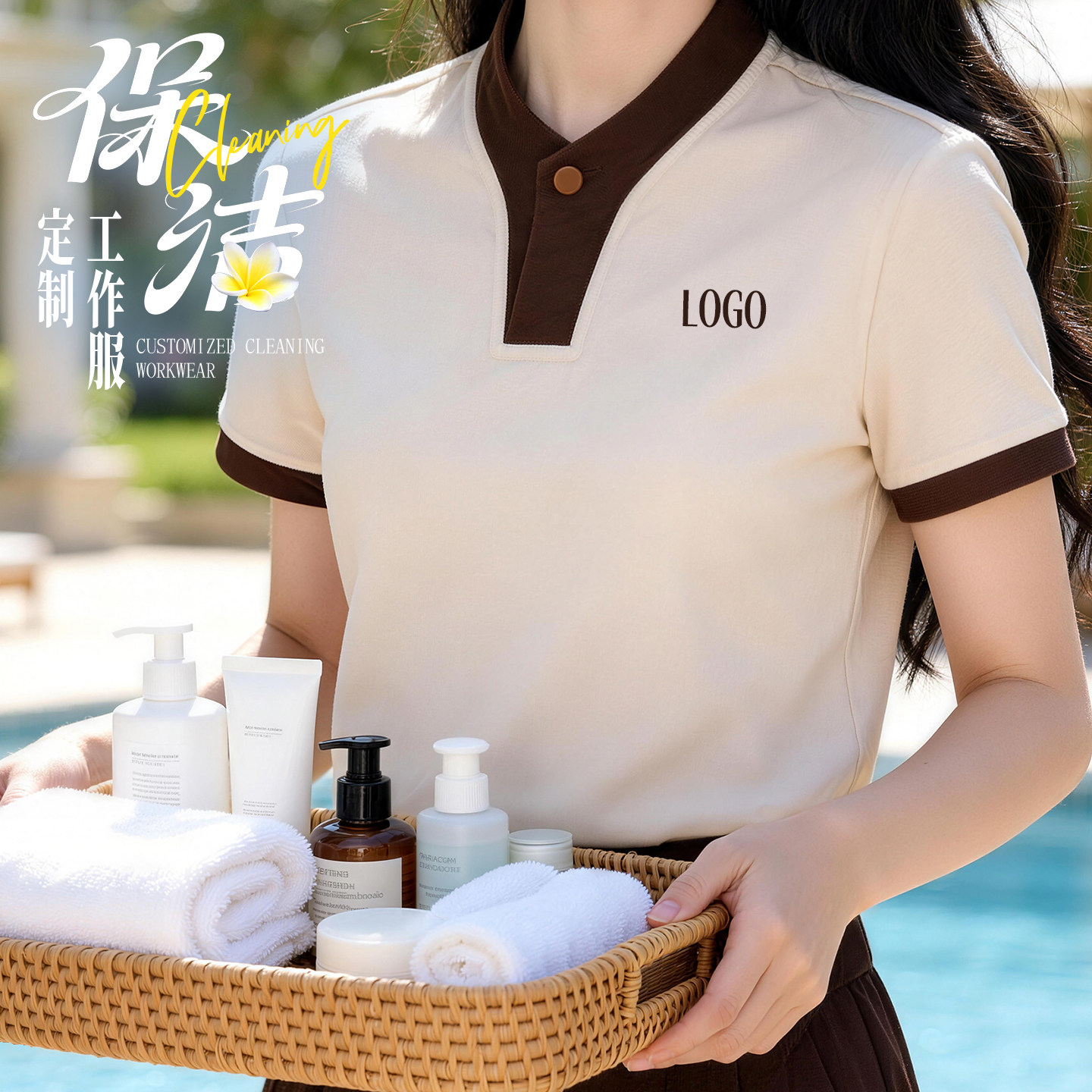 保洁工作服T恤定制logo医院酒店宾馆客房服务员养老院护工制服女