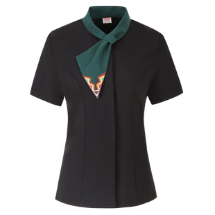 中式服务员工作服短袖火锅店领班经理前厅传菜员工装制服夏装印字