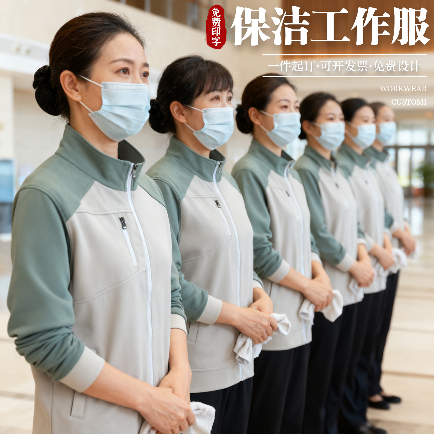 服务员工作服卫衣定制秋冬长袖酒店客房物业保洁阿姨工装外套印字