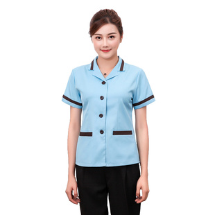 酒店保洁服夏装家政物业客房保洁工作服短袖医院阿姨清洁制服大码