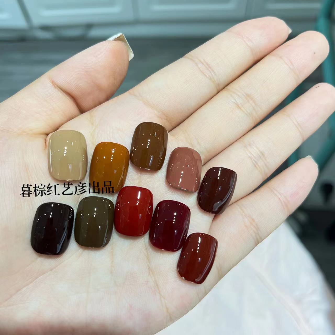 艺彦慕棕红小套指甲油胶纯色组合流行色咖色焦糖色车厘子红酒红色