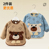 儿童吃饭防水防脏围兜小童洋气外穿罩衣宝宝灯芯绒可爱防水反穿衣