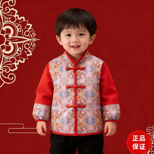 宝宝拜年年服儿童防水防脏唐装反穿衣系扣围裙洋气外穿罩衫围裙