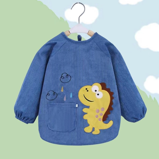 儿童灯芯绒罩衣宝宝品质可爱围裙外套加厚冬天反穿衣防水防脏罩衫