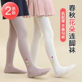 袜纯色女孩宝宝长筒打底袜 儿童连脚裤 女童连裤 袜精梳纯棉春秋薄款