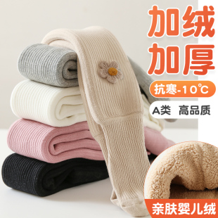 加厚加绒保暖棉裤 4岁女童宝宝打底裤 婴儿袜儿童连裤 袜1 秋冬装