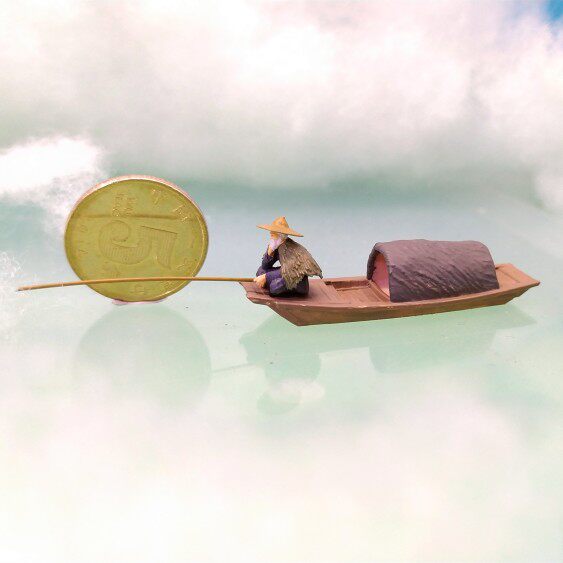 1/87比例钓鱼翁小人新品玩具园艺花卉盆景假山微缩造景观装饰摆件