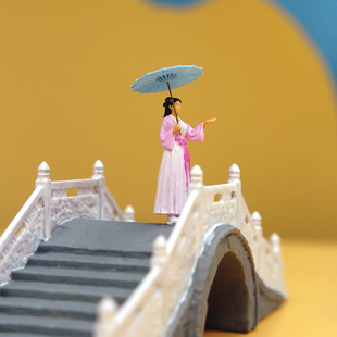 64比例古装 美女树脂小人物多肉花卉盆景假山微缩造景观自制摆件