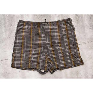 LOOKSEE男士内裤 莱赛尔格子暗筋宽松休闲平角裤专柜撤柜库存全新