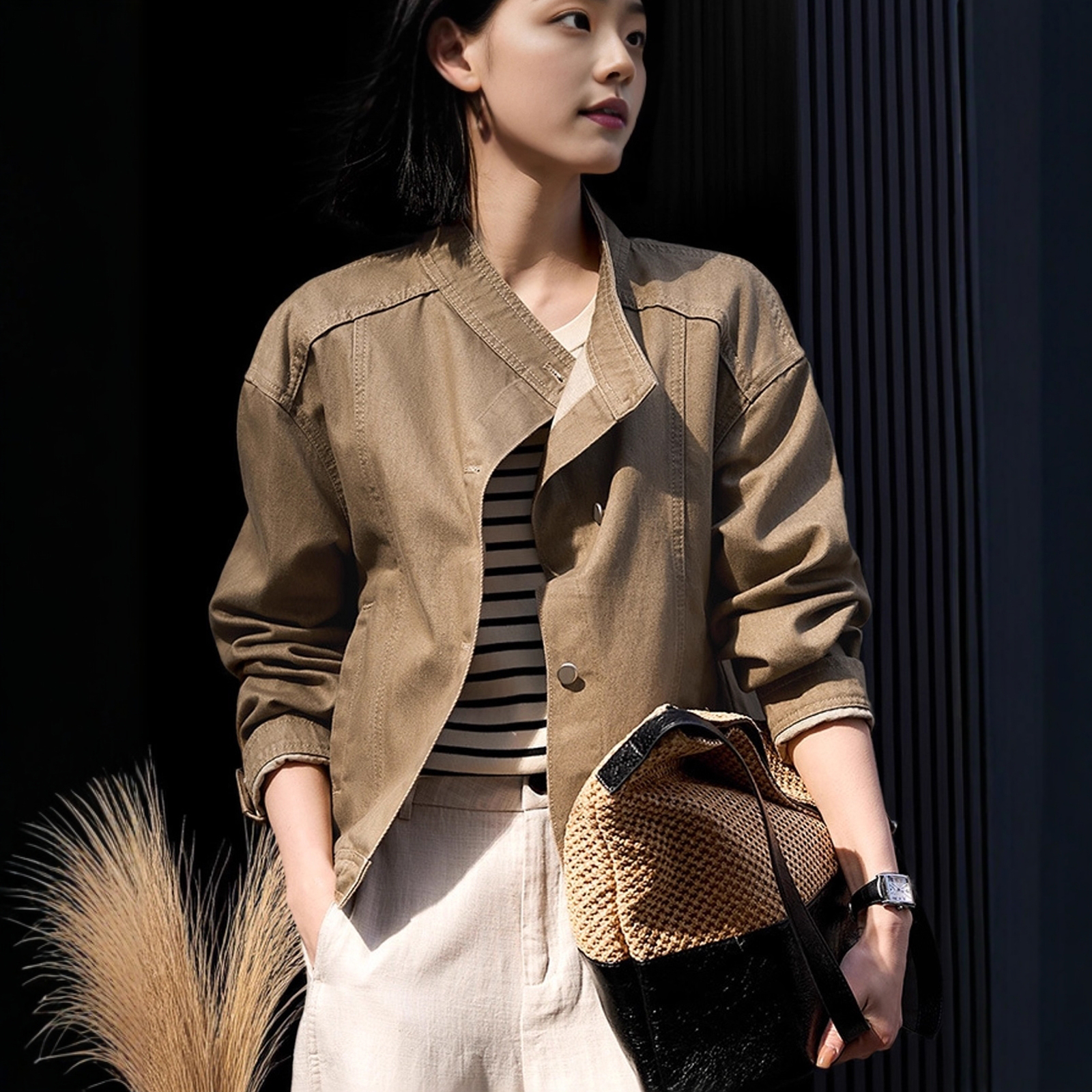 简约高级!立领短款纯棉牛仔外套