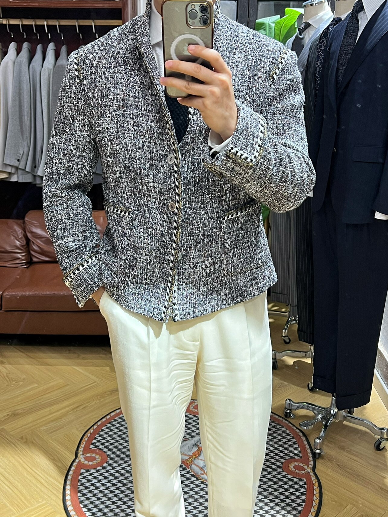 让定制RTions 爱穿衣服的让先生 银色小香风夹克