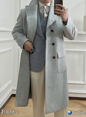 爱穿衣服的让先生 Rebeldon 灰色人字纹战壕大衣