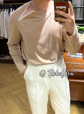 Rebeldon 2025ss 奶咖色羊绒真丝长袖设计款内搭让定制