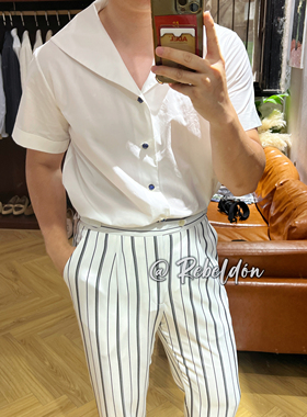 Rebeldon 2025ss 海军领白色短袖衬衫 设计款内搭让定制