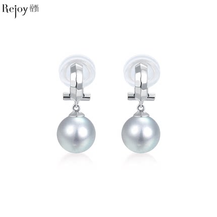 悦甄18K金  K白 真多麻珍珠耳夹 玲珑