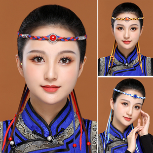 民族风发带蒙古元素头饰发绳男女可调节蒙古族手工编织蒙古舞头饰