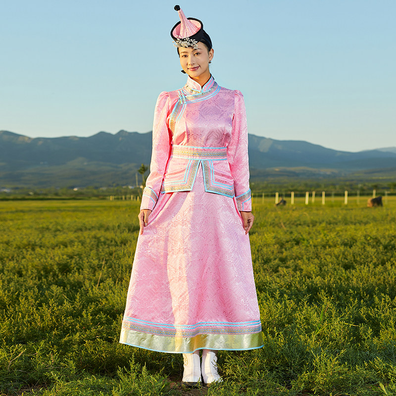 蒙美人新款女士蒙古袍长款