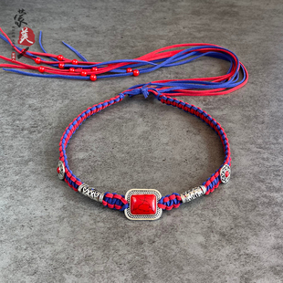 蒙古族头饰皮绳额头眉心饰品民族风发绳可调节大小成人儿童通用