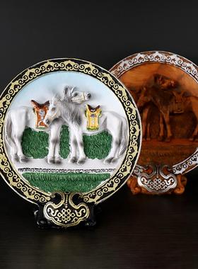 蒙古族家居饰品圆盘摆件树脂