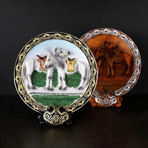 蒙古族家居饰品圆盘摆件树脂